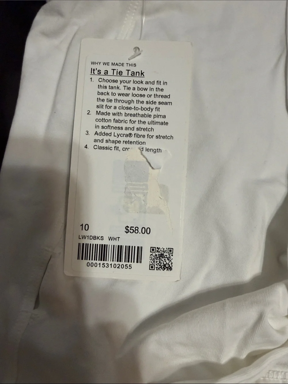 lululemon athletica White Tie-Back Racerback Sports Bra